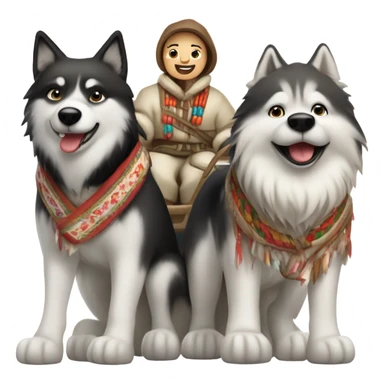 Eskimo on dogsled sticker