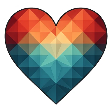 heart with a geometric diamond pattern, digital illustration style, no background sticker