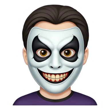 guy holding mask but his face is creepy and very scary sticker