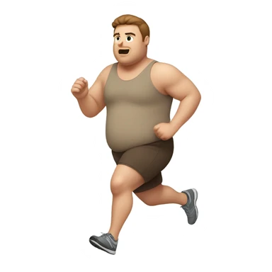A fat white guy with straight brown hair running in athletic clothes sticker