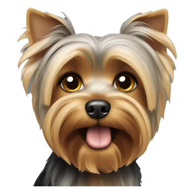 Ein grauer Yorkshire Terrier mit seiner zunge sticker