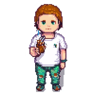 jock with a cigarette, pixel art style sticker