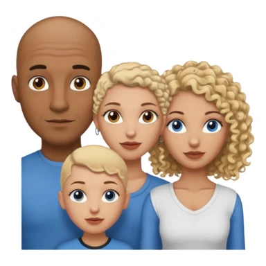 tattooed covered bbald brown eyed male with blonde haired blue eyed big boob female with brunette curly haired brown eyed big boob female throuple  sticker