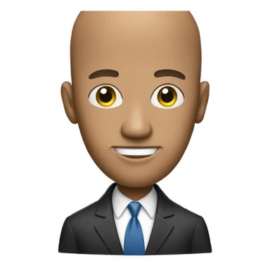 Man with big head in front of White House sticker