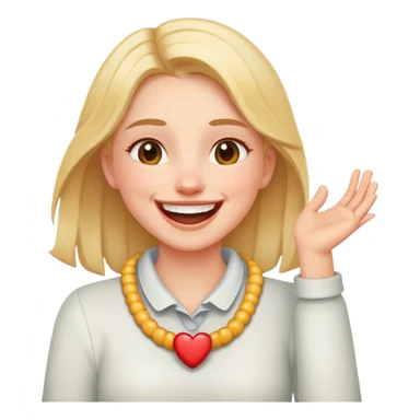 Girl holding hands around neck laughing  sticker