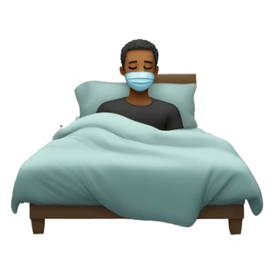 A man have mask and sleeping on bed sticker