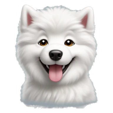 Samoyed puppy with tongue out facing you looking very happy sticker