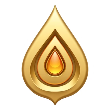 A simple golden tilak symbol with a central vertical drop shape and two curved lines on the sides forming a symmetric U-shape. sticker