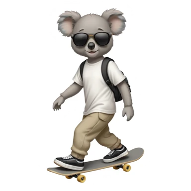 anthropomorphised koala in skater outfit with dark sunglasses walking upright, relaxed pose sticker