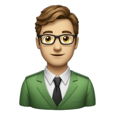 it specialist man green eye glasses brown hair sticker