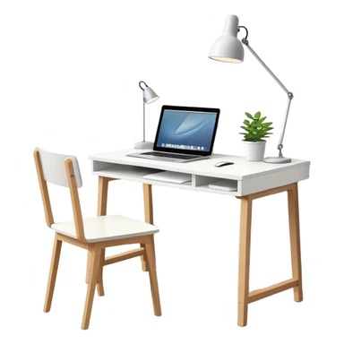 White ikea writing desk with laptop  sticker