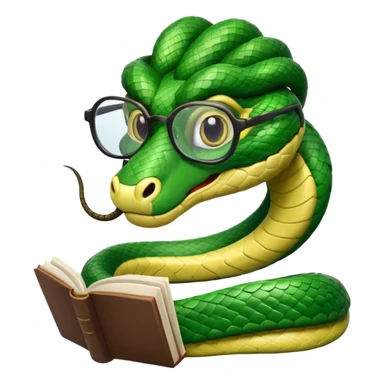 kitap okuyan gözlüklü yılan sticker