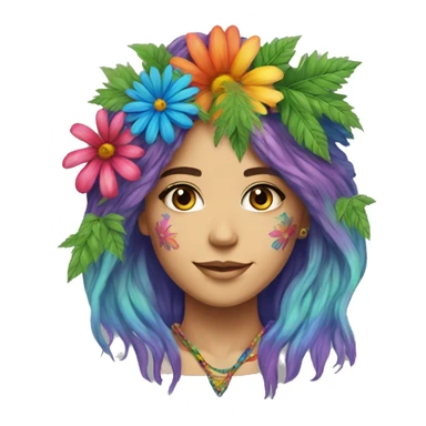 Tie dye hippie person flower crown tattoos hemp leaves sticker