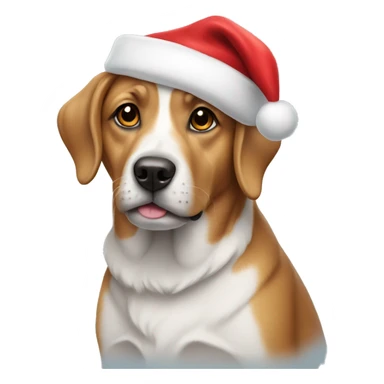 Dog wearing Santa hat  sticker