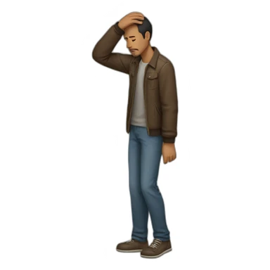 a man wandering holding his head with one arm full body sticker