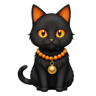 black cat wearing a jingle bell necklace full body sticker