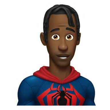 Travis Scott wearing spiderman costume without mask sticker