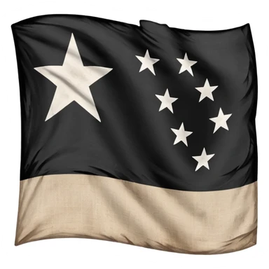 Black flag with a white E in the middle with 13 stars surrounding it sticker
