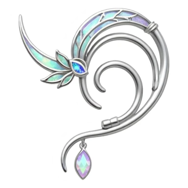 Elvish fae shiny sparkly iridescent translucent diaphanous ear climber ear cuff sticker