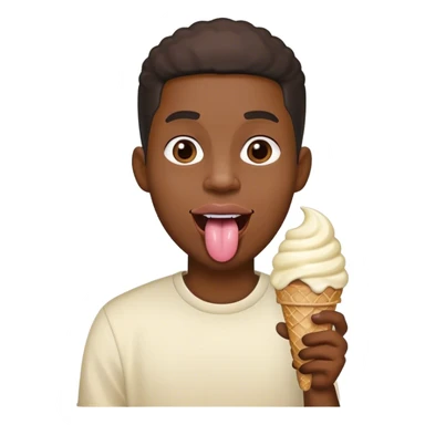 black guy holding ice cream while his tounge is out sticker