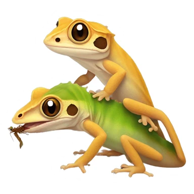 Two crested geckos eating crickets sticker