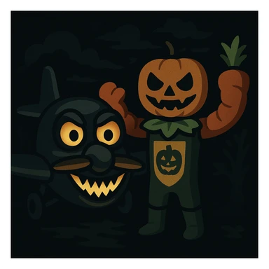 Avions manege du parc saint paul en emoji  rajoute et garde aspect terrifiante et rajoute leguman dessus   sticker