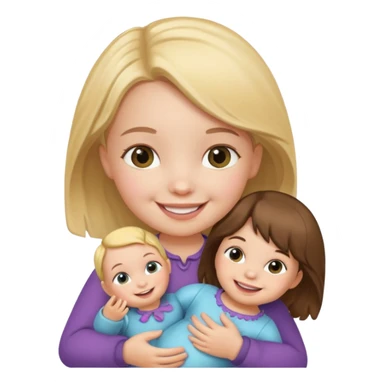 Toddler girl – holding a doll with a smile. sticker