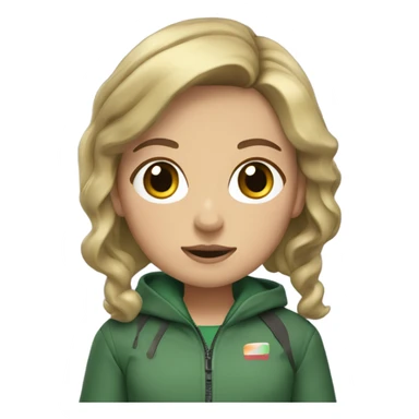 girl with brown hair with blonde highlights in a squid games green jacket sticker