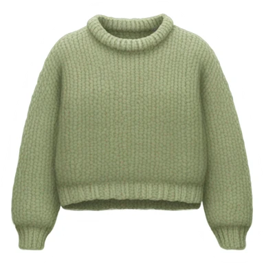 Sage and cream cropped oversize wool sweater, isolated sticker