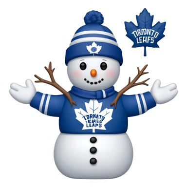 Snowman wearing Toronto maple leafs sticker