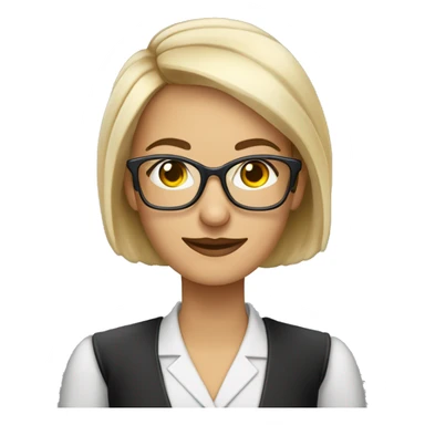 Profesora de literatura rubia con los ojos grises con gafas de vista negras sticker