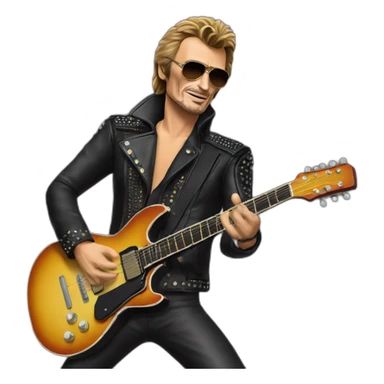 Johnny Hallyday avec sa guitare  sticker