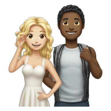 a blonde white boy celebrating his birthday with a black girl with black braids sticker