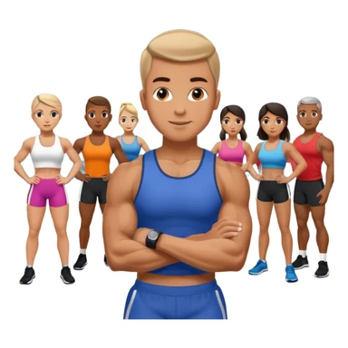 the personal trainer teaching students at the gym. the students are making some points sticker