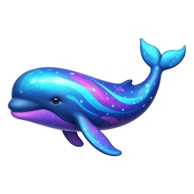 Create a single emoji of a Nebula Whale in full body, shown at a slight side angle in a natural, characteristic pose with cosmic patterns. stylized like an emoji, but clearly recognizable
 sticker