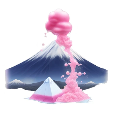 mont Fuji with of pink liquid with ice cubes coming out of it sticker