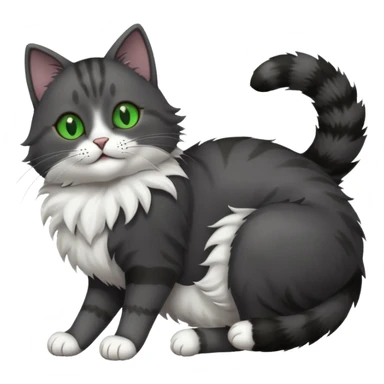 solid dark grey cat with green eyes, white toes/paws playfully rolling upside down sticker