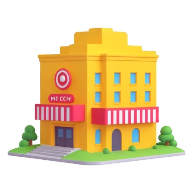 3D cinema building in blue color sticker