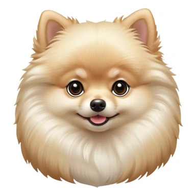 Cinematic Cute Cream Pomeranian Portrait Emoji, Head tilted playfully and inquisitively, featuring a luxurious, fluffy cream Fur with a natural sheen, round, sparkling dark eyes filled with curiosity, Simplified yet irresistibly adorable features, highly detailed, glowing with a warm, friendly glow, high shine, affectionate and lively, stylized with a touch of whimsy, bright and endearing, soft glowing outline, capturing the essence of a mischievous yet loving pup, so playful it feels like it could scamper out of the screen and into your arms! sticker