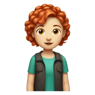 A girl with short red hair and a cute hair tie  sticker