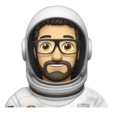 caucasian astronaut with black beard and white glasses sticker