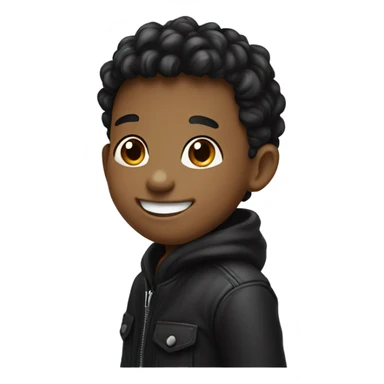 smiling boy in black jacket sticker