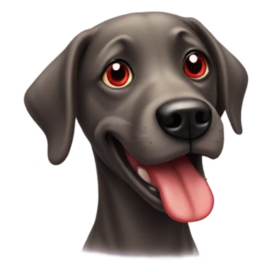 Red-eyed dog sticking tongue out sticker