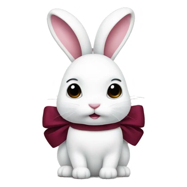 White bunny with burgundy bow sticker