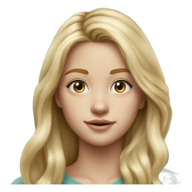 Riley Guava long blonde hair teenager,grey eyes, hyperreal photoreal portrait sticker