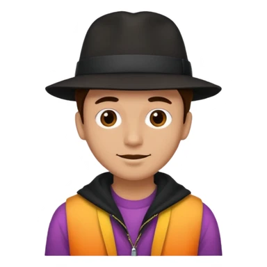 man black hat wearing colored clothes sticker
