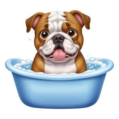 dog buldogue in a bath sticker