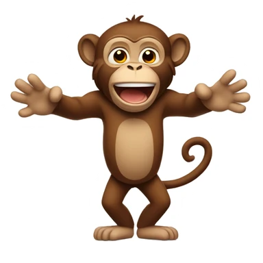 brown monkey with arms up and hands flat asking question sticker