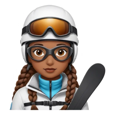 Brown hair girl with braids and a ski helmet and ski goggles  sticker
