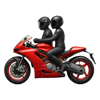 Two people wearing black helmet in a red ducati motorcycle  sticker